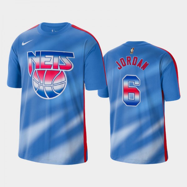 DeAndre Jordan Brooklyn Nets #6 Men's Hardwood Classics Performance Shooting T-Shirt - Blue