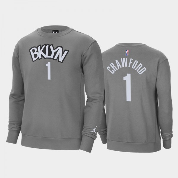 Jamal Crawford Brooklyn Nets #1 Men's Statement Jordan Brand Fleece Crew Sweatshirt - Gray
