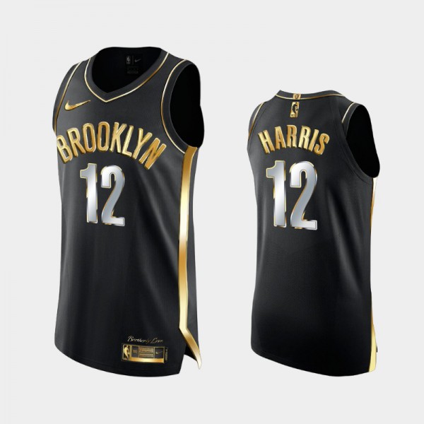 Joe Harris Brooklyn Nets #12 Men's Golden Authentic Men Golden Edition 2X Champs Authentic Jersey - Black
