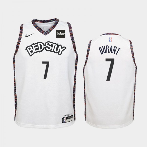 Kevin Durant Brooklyn Nets #7 Youth City 2019-20 Jersey - White