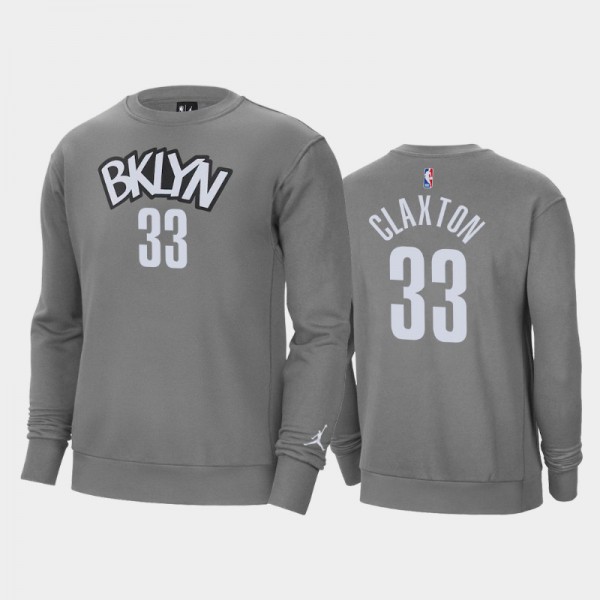 Nicolas Claxton Brooklyn Nets #33 Men's Statement Jordan Brand Fleece Crew Sweatshirt - Gray