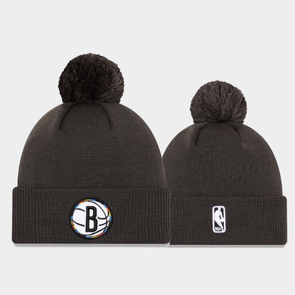 Brooklyn Nets Men's City 2021 Season Men Edition Pom Cuffed Knit Hat - Charcoal
