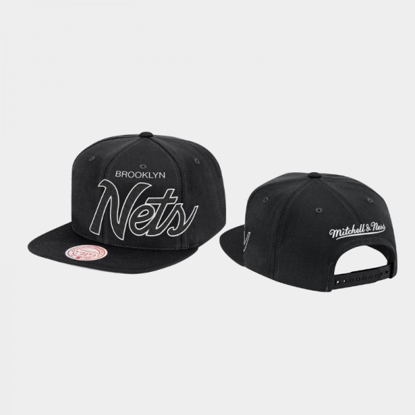 Brooklyn Nets Men's XL Script Snapback Hat - Black